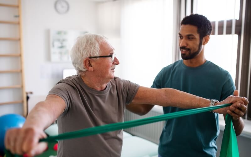 Exercise physiologist providing in-home strength training for an elderly client in Parramatta. Private sessions support seniors with chronic conditions or limited mobility.